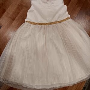 Elegant Cream Dress with Gold Accents